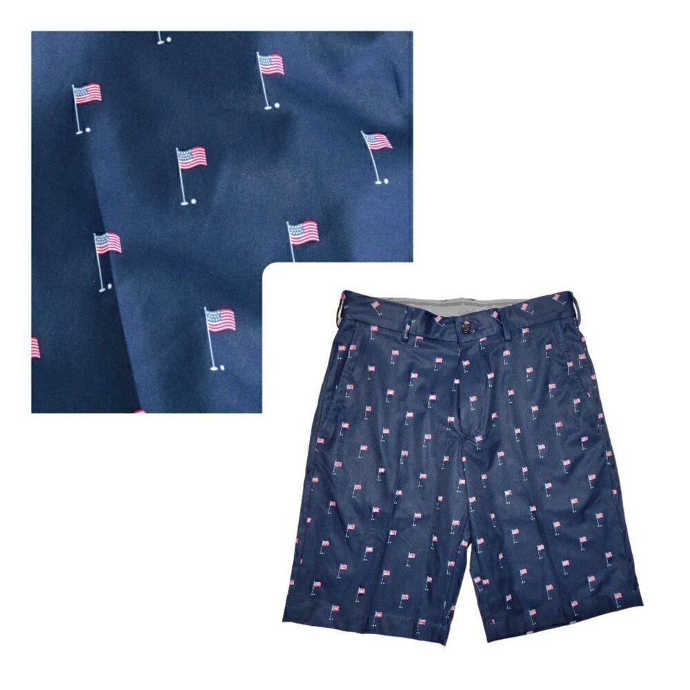 Walter Hagen Shorts Men Size 30 All over‎ print American Flag Stretch Waistband